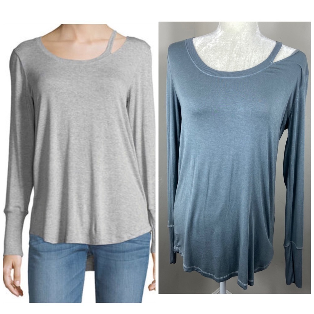 Allen Allen Gray Long Sleeve Jersey Knit Cutout Top XS